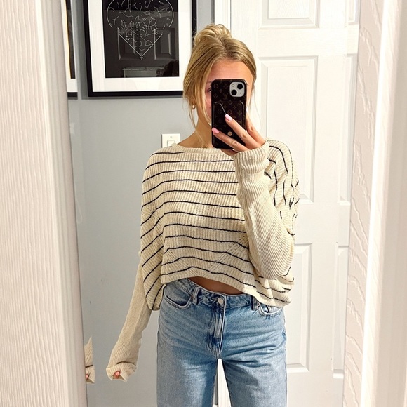 Urban Outfitters Cream & Black Stripe Sweater - Picture 1 of 5